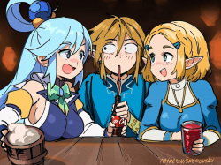 Zelda and Aqua having a good time